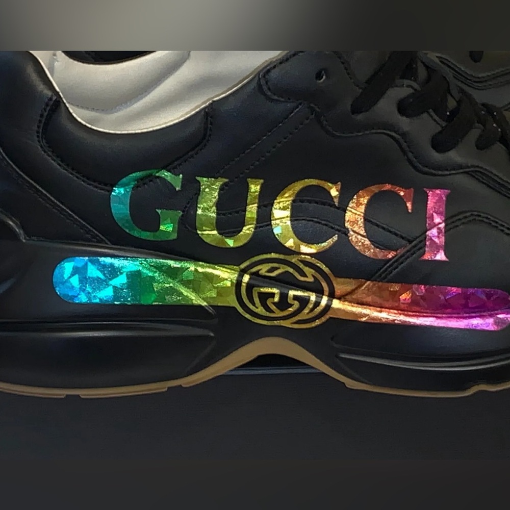 **EUC** Gucci Rhyton Iridescent Logo Sneakers - Picture 3 of 9